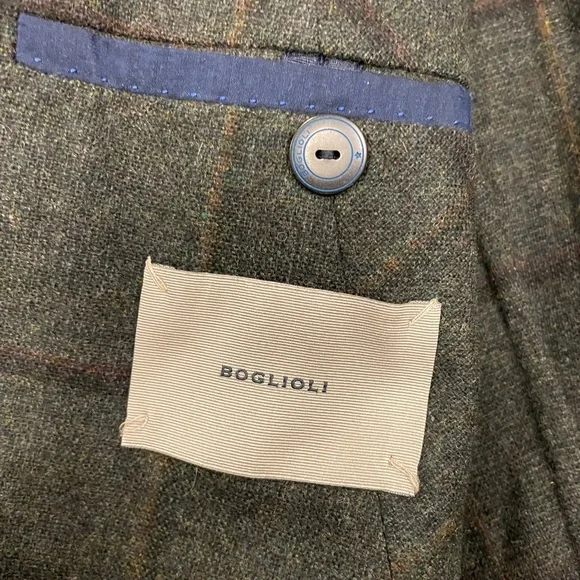 BOGLIOLI Made in Italy Deconstructed Wool-Cashmere Check Dover Jacket Size 48